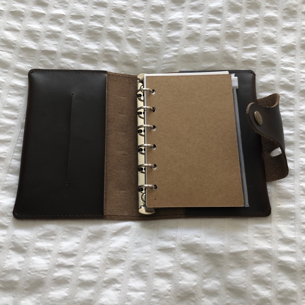 Genuine leather A6 planner with card slips - Picture 6 of 13